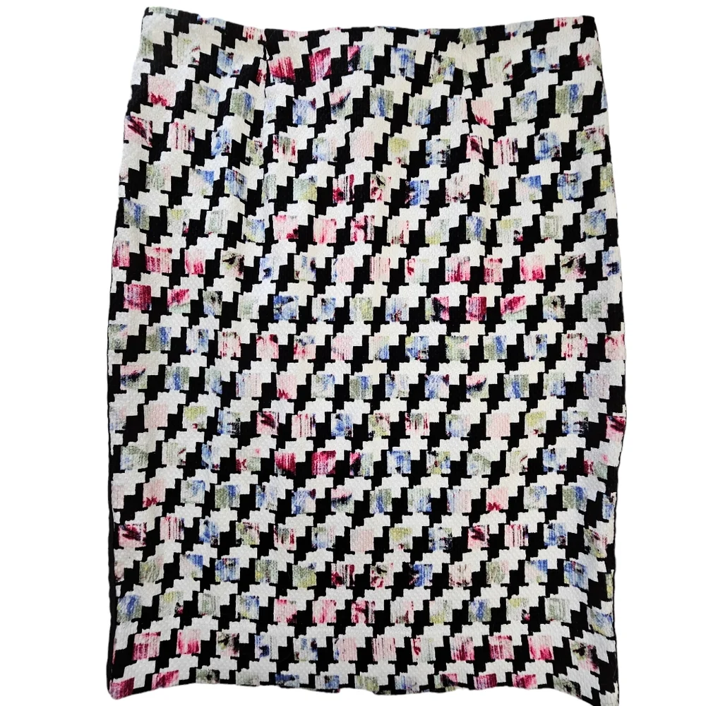 White House Black Market Houndstooth Black/White  Multicolor Pencil Skirt